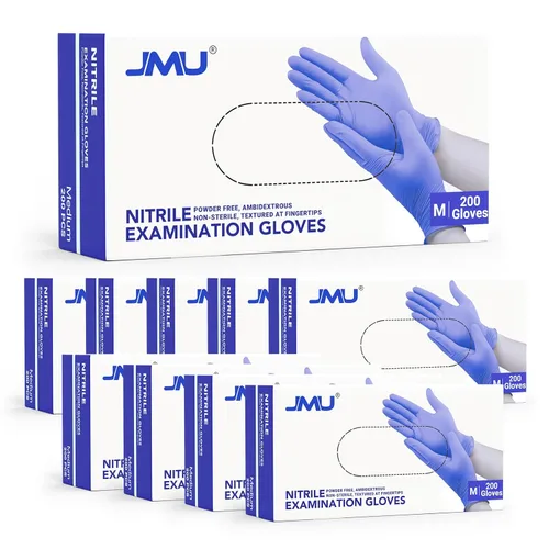Miniatura 21 de JMU Guantes negros de nitrilo a granel mediano, caja de 1200, 3.5 mil, sin látex sin polvo