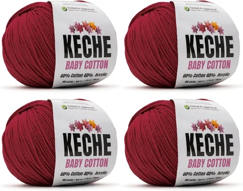 Miniatura 108 de Keche Hilo de algodón, 60% algodón, 40% hilo acrílico, hilo de algodón suave para crochet y tejer, hilo amigurumi, 1 madeja/bola, 1.76 onzas (50g)