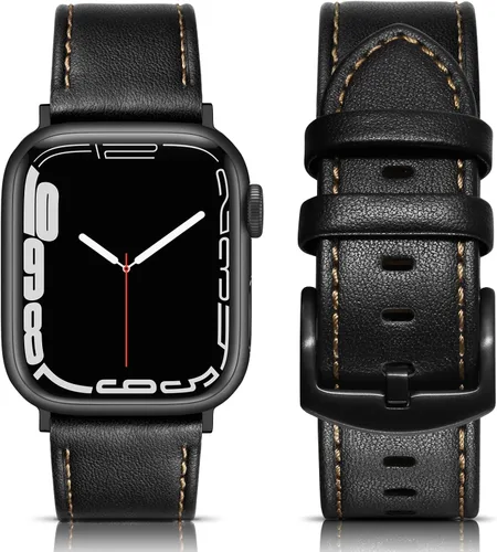 Miniatura 17 de Correa de cuero compatible con correas de Apple Watch de 1.811 in, 1.772 in, 1.732 in, 1.654 in (Serie 1/2/3) para hombres y mujeres, correa