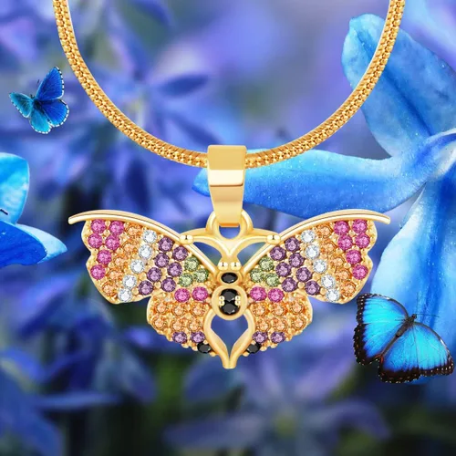 Miniatura 5 de BZEBI - Collares de mariposa para mujeres y niñas, delicados, chapados en oro de 14 quilates, circonita cúbica, joyería de Navidad, día de Acción