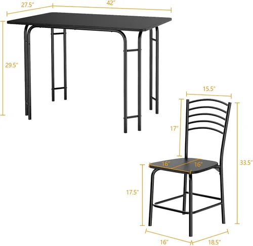 Miniatura 4 de Giantex Juego de 5 mesas de comedor para 4 personas, mesa de cocina moderna y 4 sillas, parte superior de madera y patas de metal, muebles
