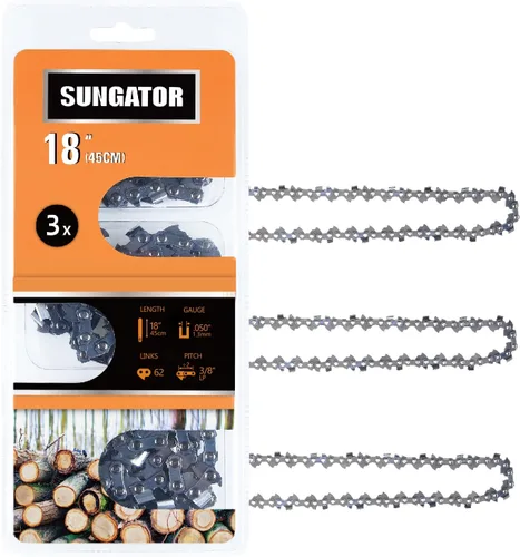Miniatura 22 de SUNGATOR Paquete de 3 cadenas de motosierra de 8 pulgadas SG-S33, paso LP de 3/8 pulgadas, calibre 0.050 pulgadas, 33 eslabones de transmisión