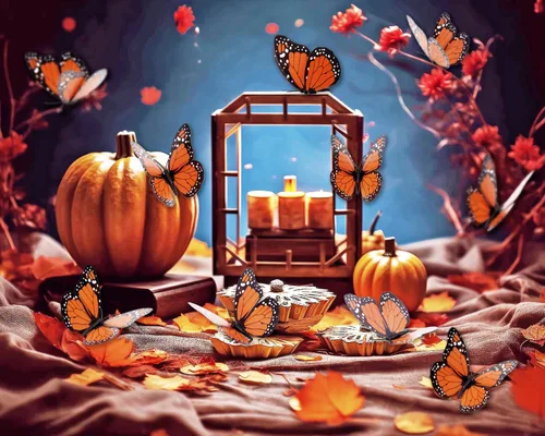 Miniatura 4 de Penta Angel Decoraciones de mariposa monarca, 12 calcomanías de pared de mariposa artificial 3D de 4.7 pulgadas para manualidades, otoño, Halloween