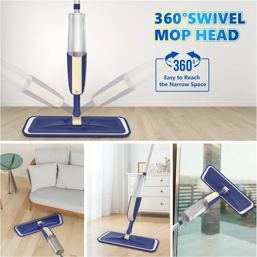 Miniatura 6 de Trapeadores en aerosol para limpieza de suelos de madera dura: MEXERRIS Wet Mops Dry Dust Mop con 3 almohadillas lavables para Swiffer Powermop