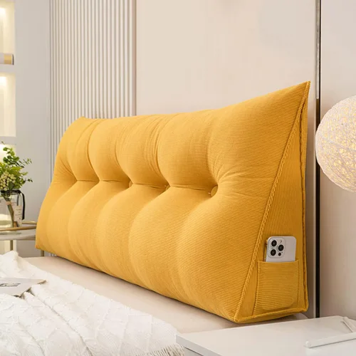 Miniatura 9 de Cojín triangular grande para cabecero de lectura, almohada para reposo en cama, respaldo triangular, respaldo de forro polar, soporte de Gris