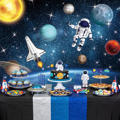 Miniatura 4 de AIBIIN Fondo de fotografía del espacio exterior de 7 x 5 pies, universo, planeta, estrella, galaxia, astronauta, cohete, fotografía, fondo