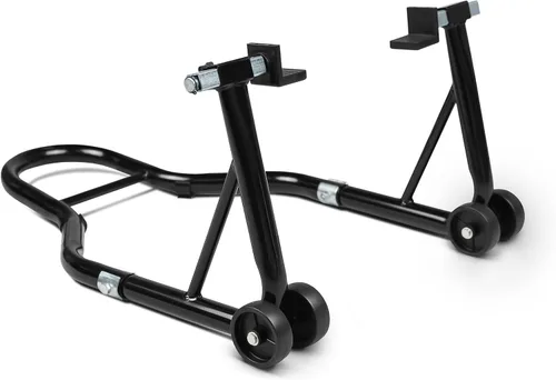 Miniatura 8 de Soporte para rueda delantera y trasera de motocicleta (850 lb), soporte de elevación de brazo oscilante, color negro, U+L