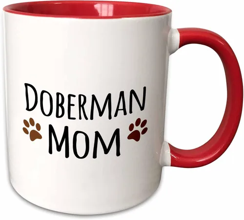 Miniatura 9 de 3dRose Doberman Pinscher Mom-Doggie by Breed-Brown Muddy Paw Prints - Taza de 11 onzas, color negro