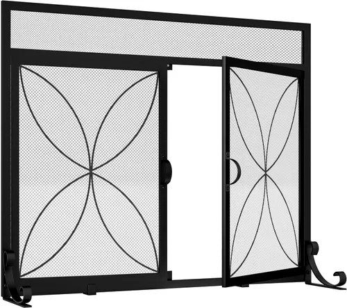Miniatura 9 de Fire Beauty Pantalla de chimenea con puertas magnéticas, pantalla de metal grande para el hogar, protector de chispas, incendios de horno de metal