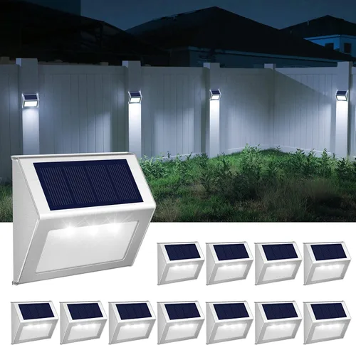 Miniatura 13 de JSOT - Luces solares de exteriores para terraza, impermeable, funciona con energía solar, luz led inalámbrica para pasarela, patio, escaleras
