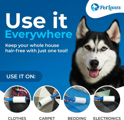 Miniatura 5 de PetLovers Juego de Rodillos de Pelusa Extra Adhesivos de Gran Valor 600 Hojas para la Remoción de Pelo de Mascotas, Removedor de Pelusa para Perros