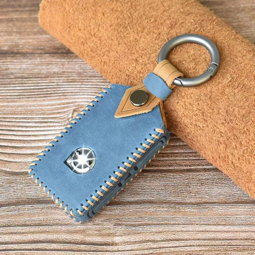 Miniatura 3 de Funda de cuero para llavero inteligente compatible con Volvo XC40 XC60 XC90 S90 V90 para llavero de automóvil, entrada remota sin llave, protección