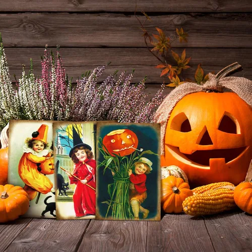 Miniatura 2 de Nuanchu - 80 postales vintage de Halloween, 4 x 6 pulgadas, tarjetas retro de Halloween, calabazas y gatos terroríficos, tarjetas de vacaciones