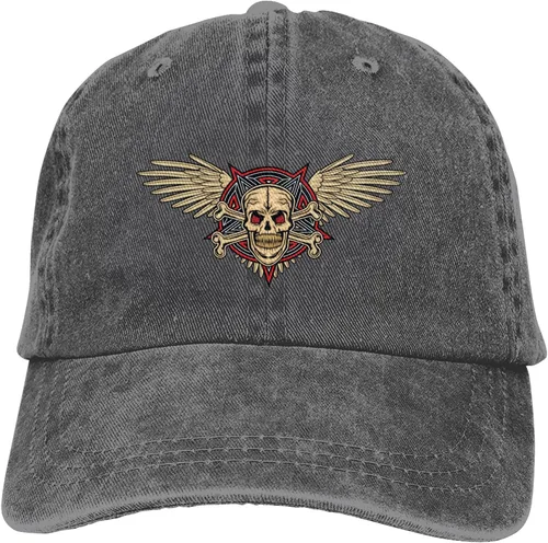 Miniatura 9 de Cowboy Hat Trendy Hats for Man and Women Djustable Four Season Outdoor Baseball Cap of Hell Skull with Angel Deep Heather