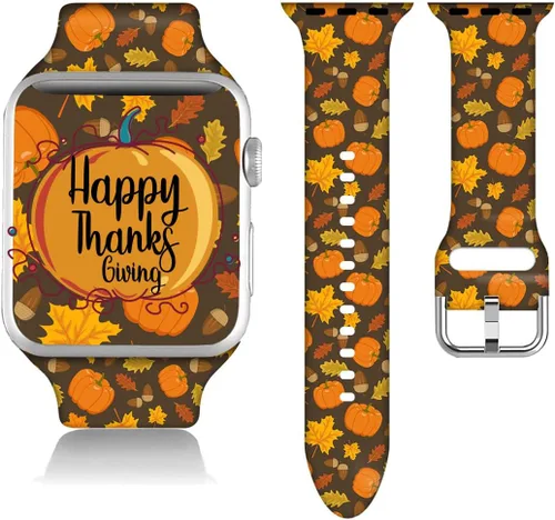 Miniatura 10 de Compatible con Apple Watch de copo de nieve de 38/40/41/42/44/45/46/1.929 in para mujeres y hombres, correa de repuesto de silicona suave para Hojas