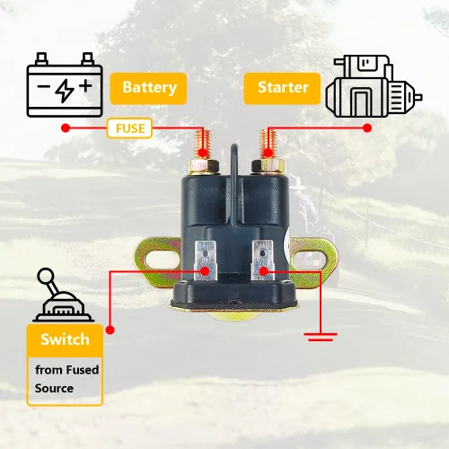 Miniatura 6 de Relé solenoide de arranque de 12 V con 4 terminales Apto para Cub Cadet John Deere MTD Trombetta, tractor de giro de césped de jardín OEM #