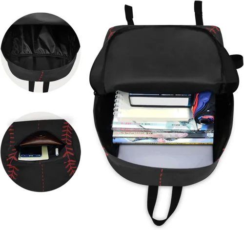 Miniatura 5 de Mochila para computadora de poliéster divertido para niños, niñas, mochila grande para negocios, deportes, viajes, escuela, libros, Béisbol