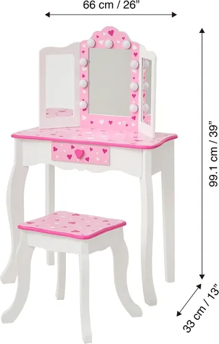 Miniatura 5 de Teamson Kids - Sweethearts Print Gisele Medium Vanity - Blanco/Rosa