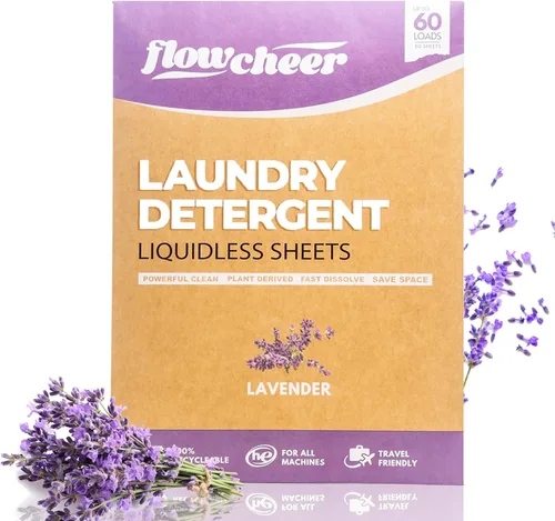 Miniatura 9 de Flowcheer Paquete de viaje de hojas de detergente para ropa, 5 hojas, 10 cargas, perfumadas a lavanda, detergente de viaje, camping, viajes, sin