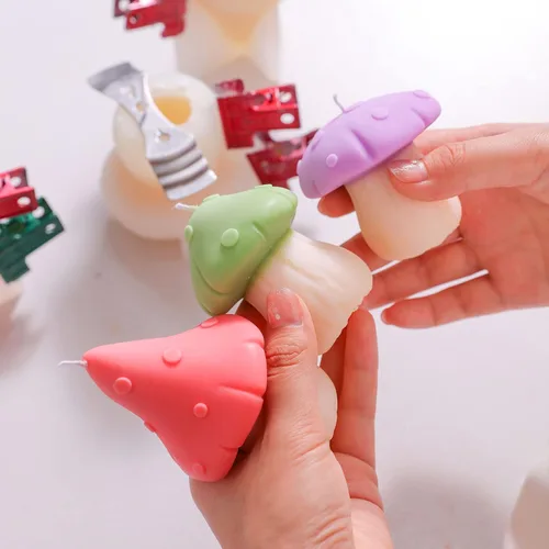 Miniatura 2 de BOOWAN NICOLE Lindo molde de vela de silicona de hongos, suministros de molde para hacer velas, moldes hechos a mano para fondant de hielo en 3D