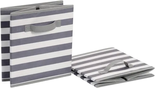 Miniatura 4 de Amazon Basics Contenedores de Almacenamiento Organizadores de Cubo con Asas, Tela Plegable, Paquete de 6, 10.5"x10.5"x11", Blanco/Gris Claro
