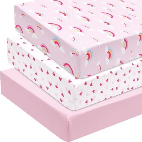 Miniatura 20 de david's kids Juego de 4 sábanas ajustadas para cuna, juego de sábanas para bebé ultra suaves, transpirables y cómodas, neutras, para niños y niñas