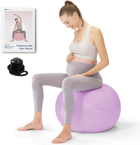 Miniatura 9 de YOTTOY Pelota de Embarazo - Pelota de Nacimiento de 1.8mm de Grosor para Fisioterapia Materna y Preparación del Parto, Yoga y Ejercicio