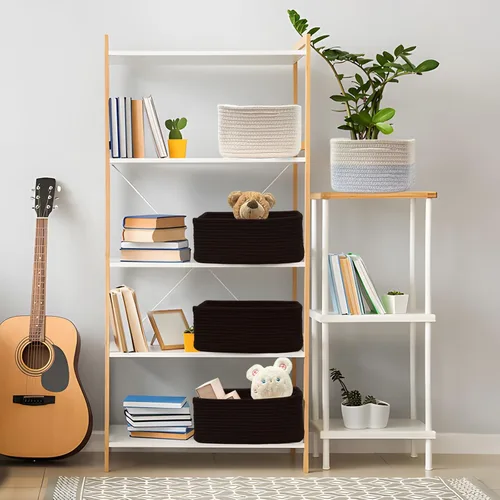 Miniatura 5 de COMFY-HOMI Cestas de almacenamiento de 11.5 x 7.5 x 4.7 pulgadas para organizar, cesta tejida de cuerda de algodón, caja de almacenamiento