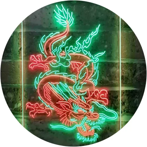 Miniatura 12 de ADVPRO Hombre Dragón Chino Cueva Garaje Tatuaje Dual Color LED Neon Sign Azul y Rojo 8 x 12 pulgadas st6s23-i3780-br