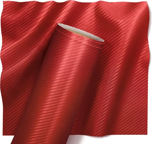 Miniatura 10 de VViViD Tela de vinilo marina con acabado de piel sintética resistente a la intemperie de fibra de carbono roja (9 pies x 54 pulgadas)
