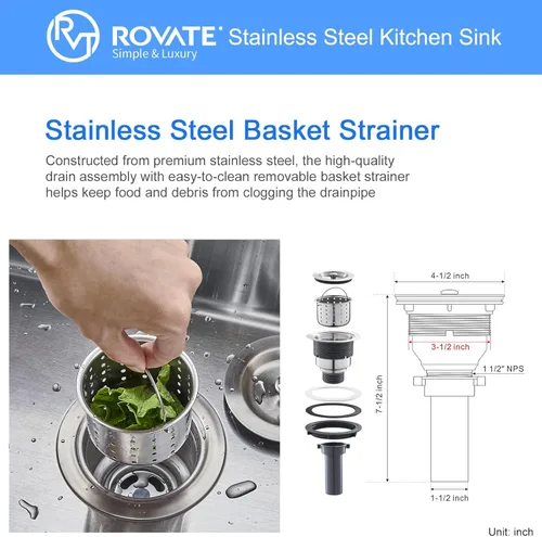Miniatura 8 de ROVATE Fregadero de barra empotrable de 13 x 15 x 8 pulgadas, Fregadero de cocina pequeño de montaje superior de un solo compartimento, Fregaderos