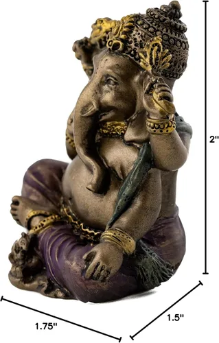 Miniatura 6 de Top Collection Mini estatua de Ganesh – Escultura del Señor del Éxito de Ganesha en bronce fundido en frío de alta calidad con detalles