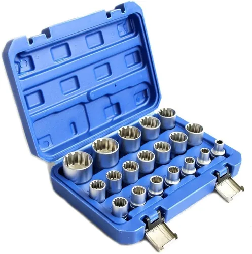 Miniatura 3 de Spline Socket Set 1/2" Drive Universal Metric 0.315-1.260 in 12-Point Cr-V Socket Set 19pcs