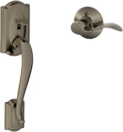 Miniatura 10 de SCHLAGE FE285 622 Acc CAM LH Juego de Manijas Mitad Inferior, Moldura Interior Camelot, Negro Mate