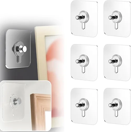 Miniatura 13 de Ganchos adhesivos sin taladros, colgadores de fotos mejorados sin clavos, ganchos adhesivos de montaje en pared para colgar, ganchos de pared sin
