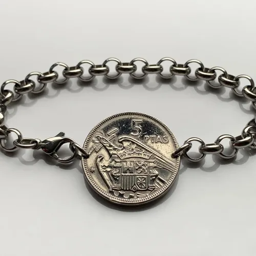 Miniatura 4 de 1957 España España Moneda 5 Pesetas Pulsera Hombre Águila de San Juan Escudo Español Madrid Barcelona Murcia Asturias Cataluña Las Palmas Vigo Gijón