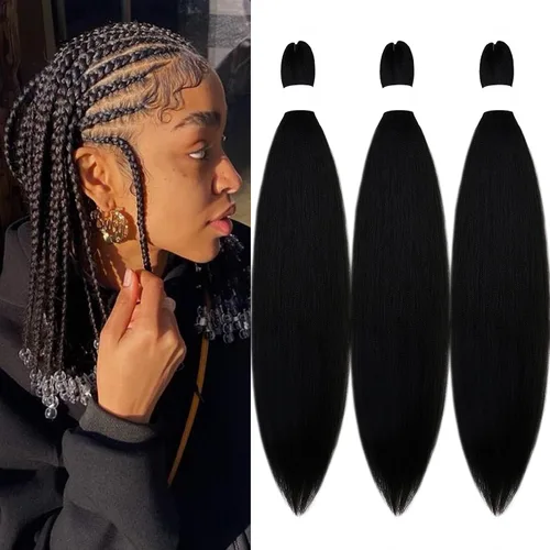 Miniatura 19 de Cabello para Trenzar Naranja Jengibre Pre-Estirado Kanekalo Cabello para Trenzar Pre-estirado 26 pulgadas Extensiones de Cabello Sintético