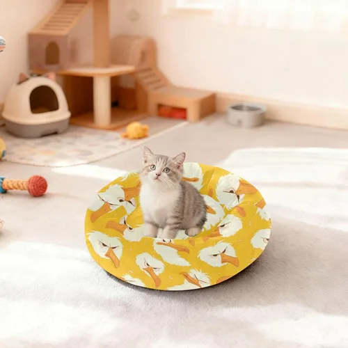 Miniatura 3 de Wudan Pet Cat Beds Calming Anti Anxiety Fluffy Dog Pillow Bed for Extra Small Size Pets Supplies S Cartoon Albatross Yellow