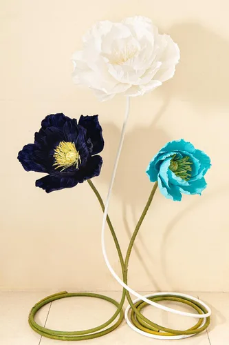 Miniatura 2 de 3 piezas de decoración de flores de papel grandes de 16/12 pulgadas para fiestas, decoración de boda, pared de fondo, decoración de habitación