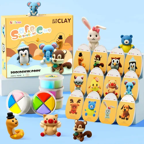 Miniatura 10 de ARTPAR Kit de arcilla de secado al aire para niños, 12 animales marinos, juego de herramientas de escultura de arcilla mágica, antiadherente, Kit