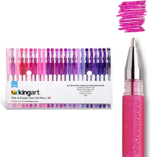 Miniatura 11 de KINGART Studio - Juego de 24 bolígrafos de gel de tono verde – Agarre suave y cómodo – Punta redonda suave para detalles precisos – 24 tonos verdes