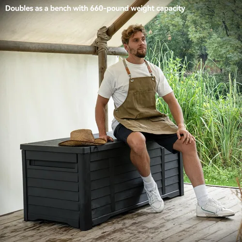 Miniatura 3 de DWVO Louver - Caja de almacenamiento impermeable para exteriores de 120 galones