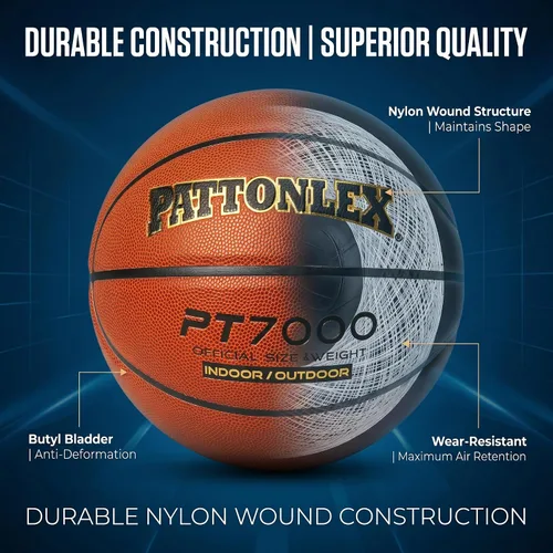 Miniatura 5 de Basketball Ball – Official Size– Composite Leather Indoor/Outdoor Basketball for Men, Women & Girls, with Pump Marrón-NO.7