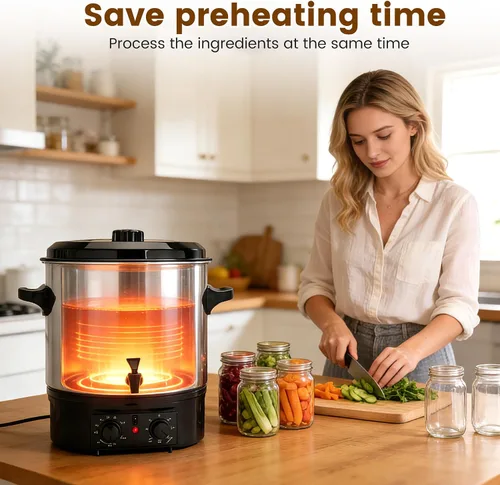 Miniatura 2 de Enlatador Eléctrico de Baño de Agua 14.5QT, Olla Eléctrica de 1500W para Enlatado Casero, Conservas en Frascos, Cocina Lenta y Más - Enlatador