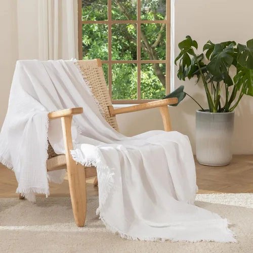 Miniatura 23 de MooMee - Manta de muselina 100% algodón, manta de 4 capas de gasa con borlas, ultra suave, transpirable, ligera y refrescante para cama y sofá Verde