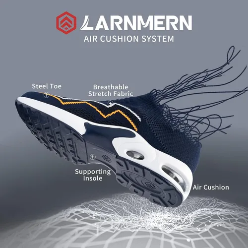 Miniatura 2 de LARNMERN Zapatos deportivos de punta de acero para mujer, zapatos de trabajo con puntera de seguridad, con amortiguación de aire, zapatos casuales