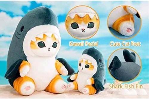 Miniatura 3 de Lindo juguete de peluche de gato de tiburón, muñeca de peluche de tiburón de 8 pulgadas, almohada de peluche suave Kawaii para niños y niñas, regalo