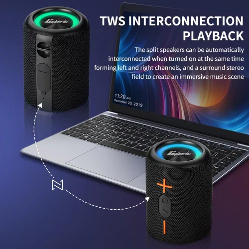Miniatura 3 de CYBORIS 2 en 1 Altavoz Bluetooth Portátil Separable, Altavoz Inalámbrico Separable Impermeable Bluetooth V5.3 con Sonido Estéreo Fuerte de 20 W