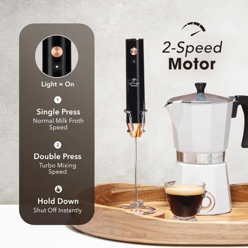 Miniatura 4 de Zulay Kitchen Espumador de leche recargable de mano, varita espumadora, mezclador de bebidas, espumador eléctrico, para capuchinos, matcha y Lux