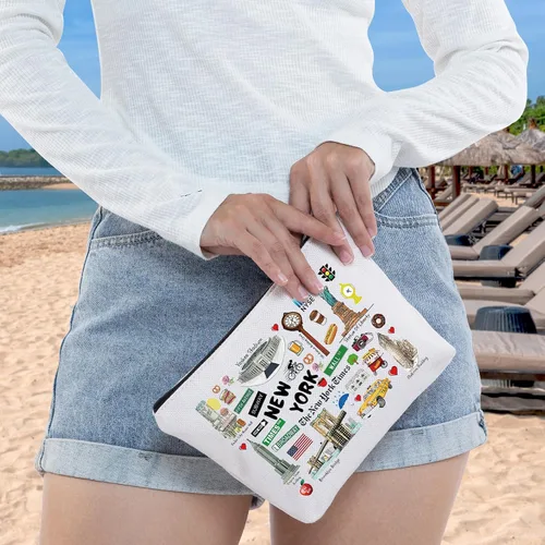Miniatura 4 de WZMPA Bolsa de cosméticos de Nueva York New YorkSouvenir regalo de vacaciones maquillaje bolsa con cremallera Mercancía de la ciudad (Nueva York)